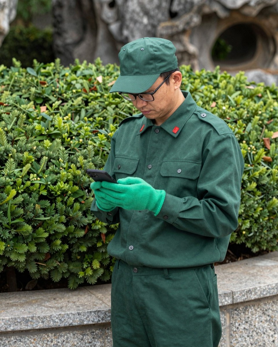 GGIS crew member checking in on a smartphone