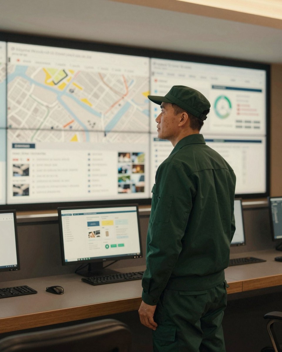 GGIS operations executive monitoring the Command Centre wall